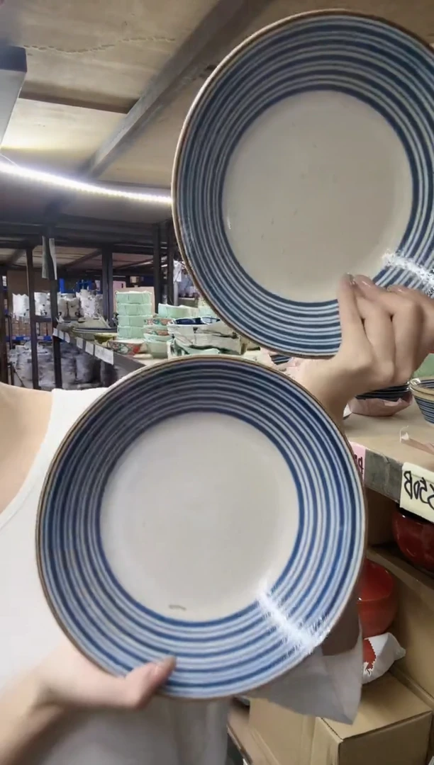 陶瓷粗陶21cm深盘两个
