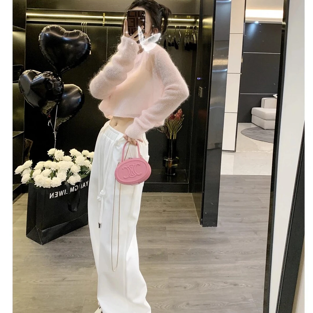 气质温柔风减龄简约设计纯色针织衫女2025新款休闲宽松百搭打底衫