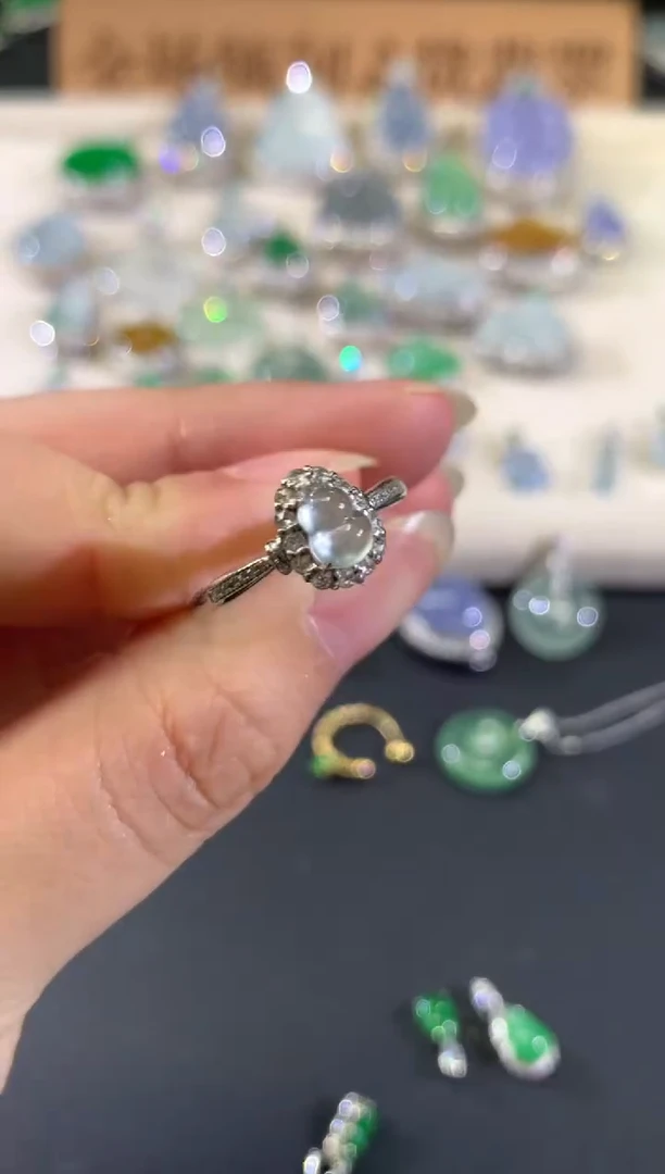 18K金镶嵌戒指翡翠A536|3980