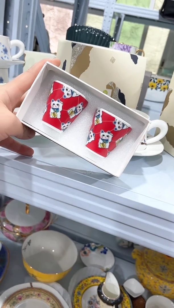其他陶瓷（简装）招财猫杯子2个