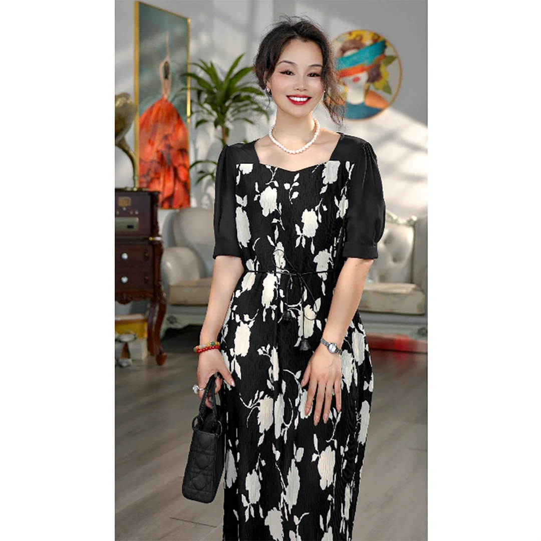 无印心匠 K819 碎花+显瘦 气质&时尚 印花 连衣裙 B61202