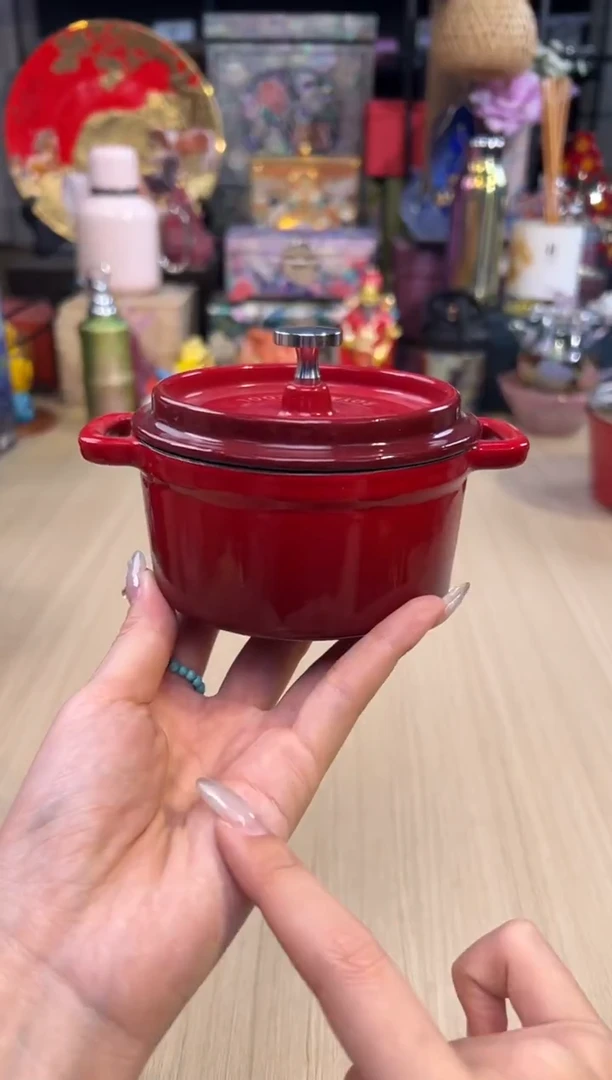 157乐酷珐琅锅10cm/双红内米白