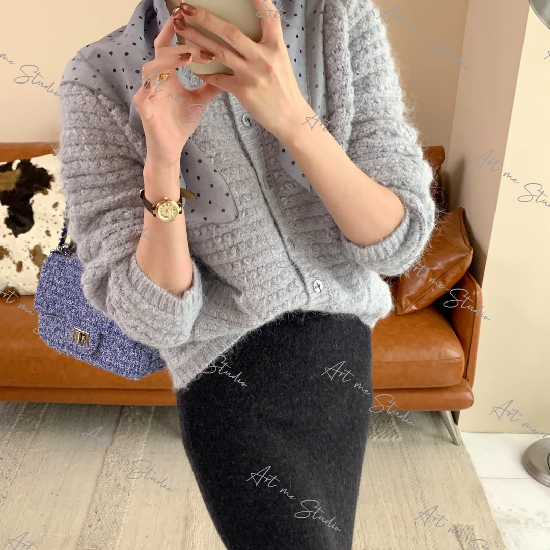 【ART ME】绵羊毛混纺肌理小香风三色上衣w24652