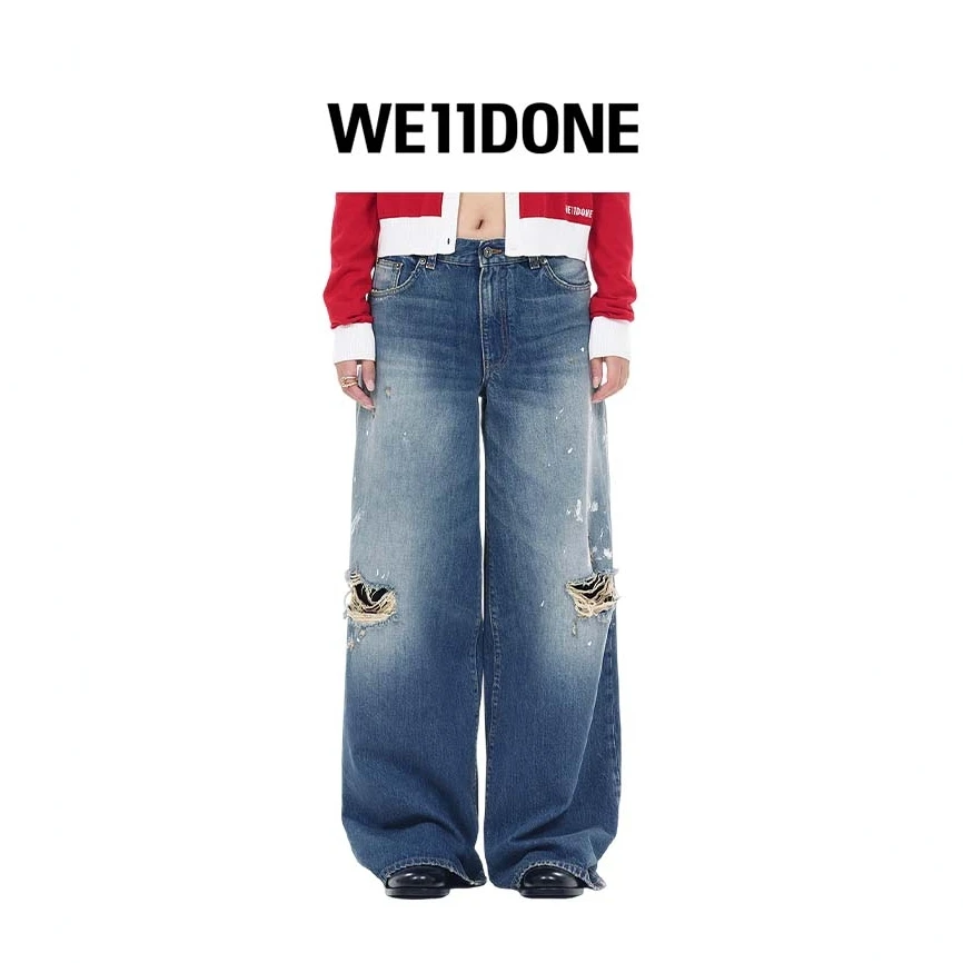 【25秋冬新品】WE11DONE宽松破洞牛仔裤休闲潮流时尚个性长裤25-398