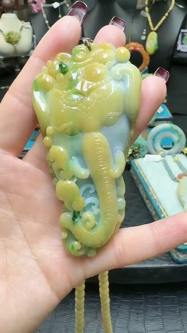 【闪购商品】翡翠颈饰未镶嵌封侯拜相象牌