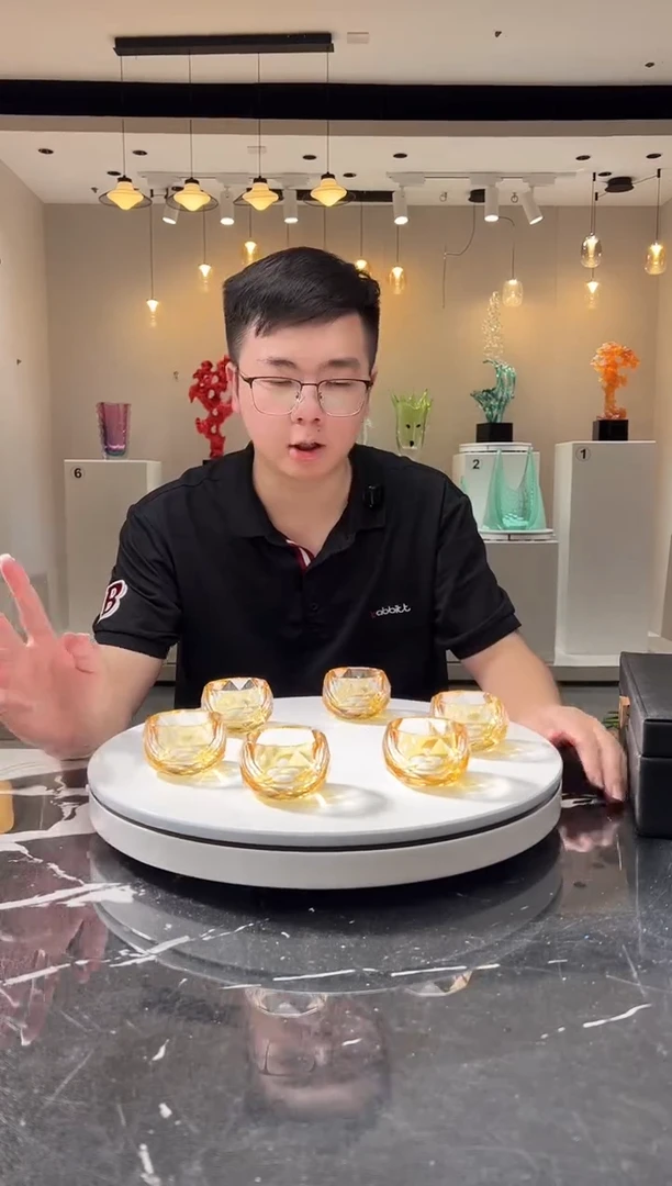 摆件巴比特美学 金色马卡龙茶杯一组