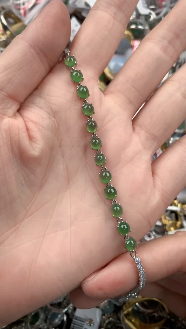 银S925镶嵌戒指翡翠10-10-10    6