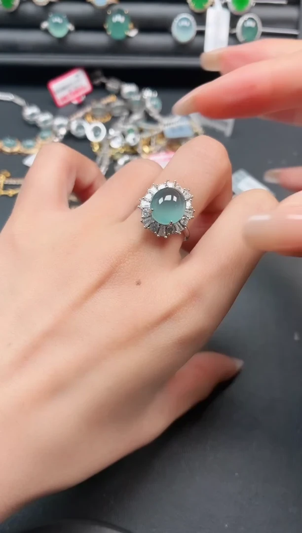 银S925镶嵌戒指翡翠11111