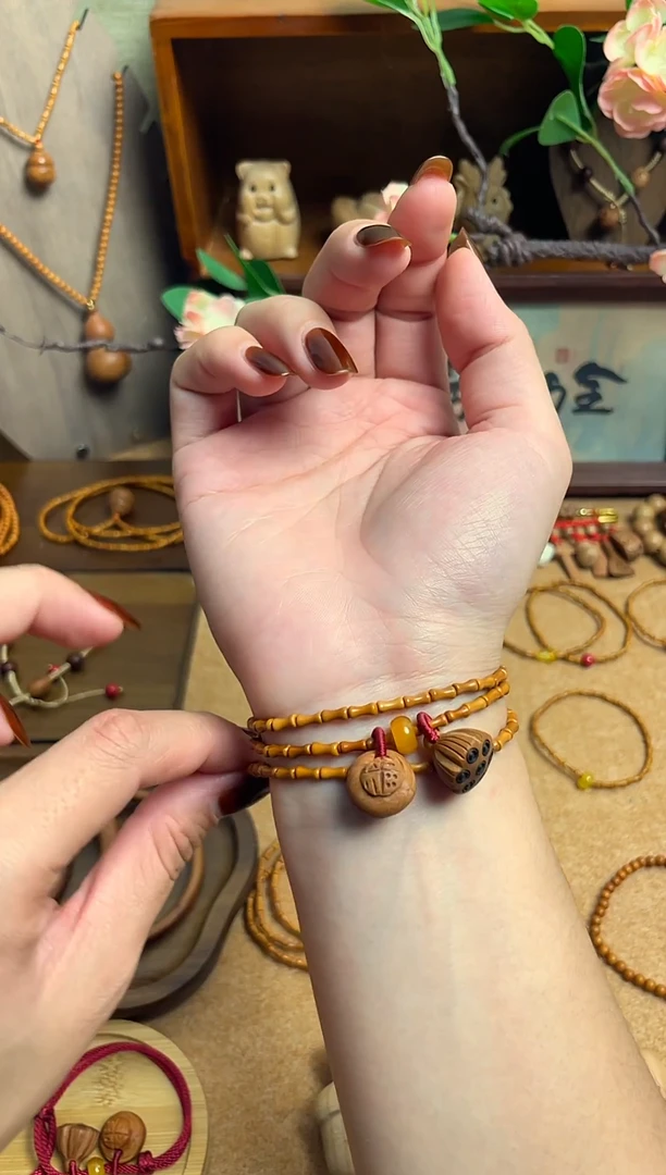 桃核竹节三圈好运莲莲   一物一拍