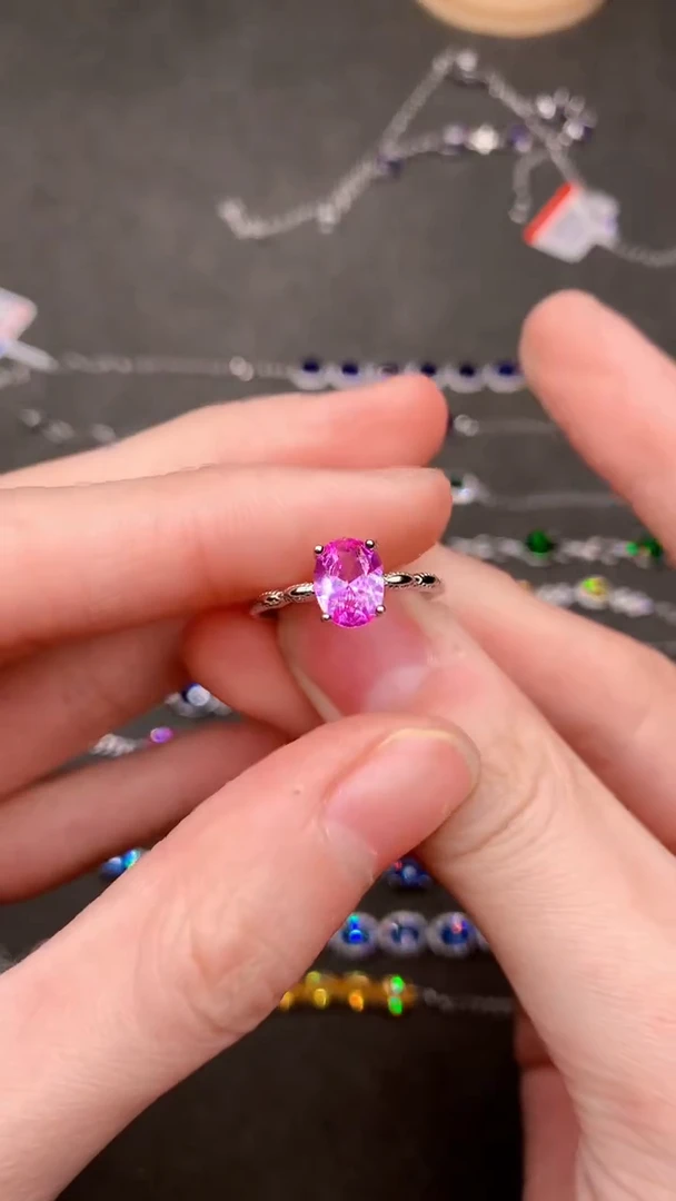 【闪购商品】彩色蓝宝石戒指银S925镶嵌.....