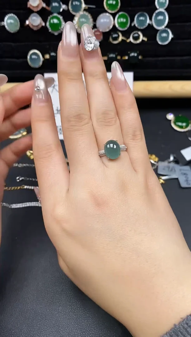 银S925镶嵌戒指翡翠205