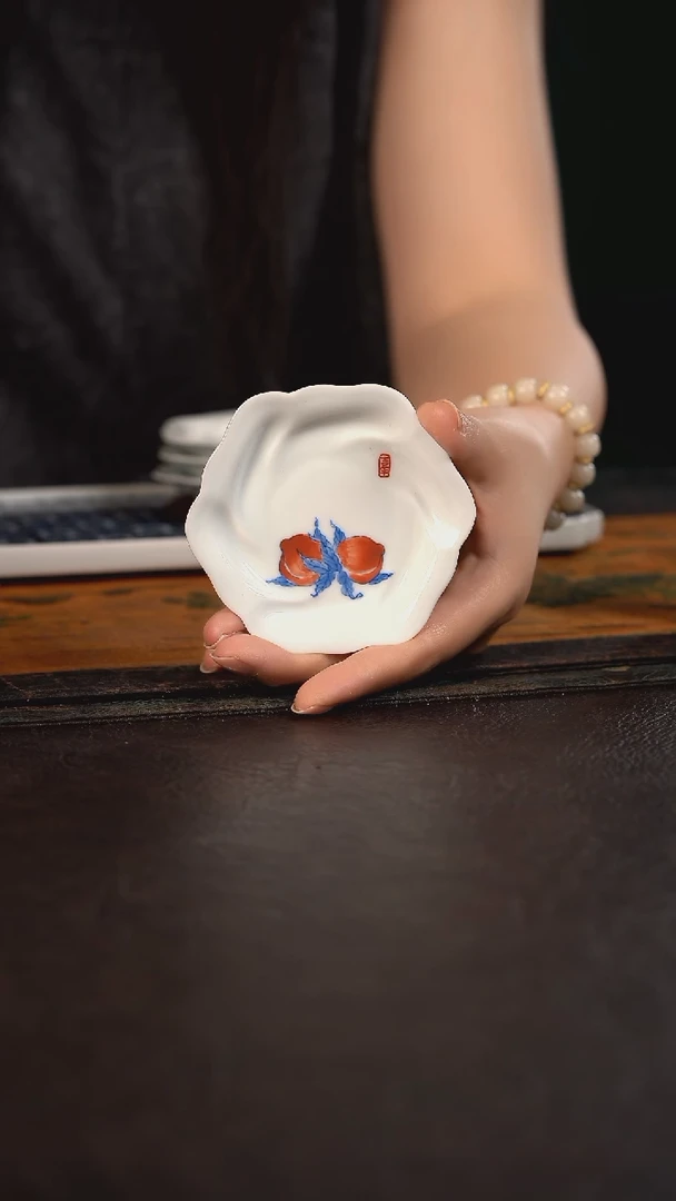 聚澜堂桃子花朵杯垫