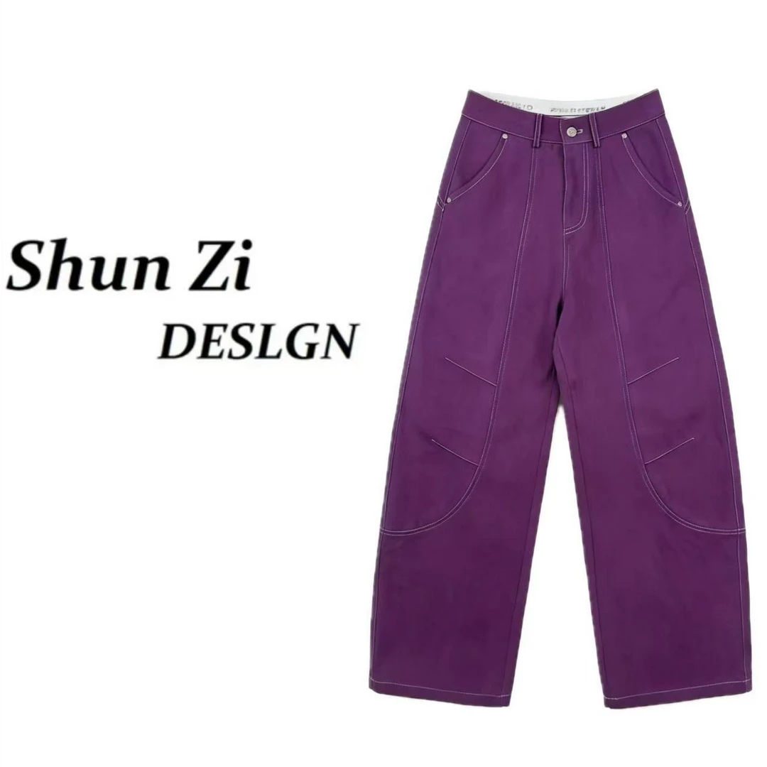 顺子/SZ10090 【加绒加厚】时尚立体裁剪隔断窄版显瘦牛仔弯刀裤