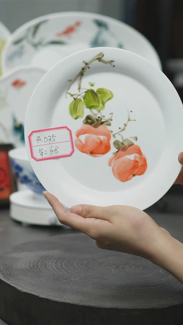 盘手绘釉下五彩陶瓷餐盘