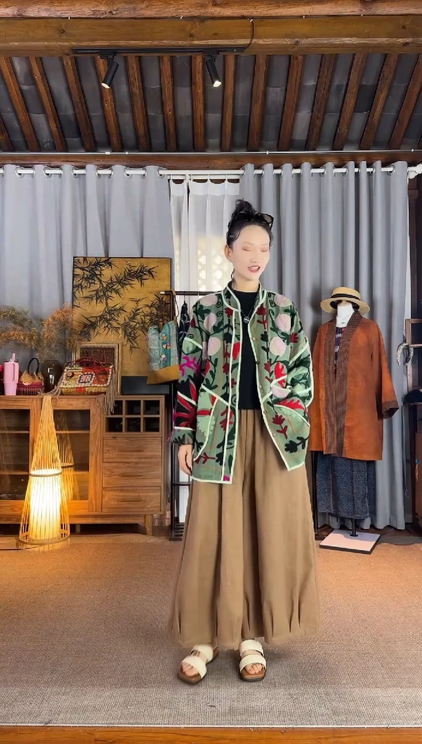 设计师款柿子染长裤