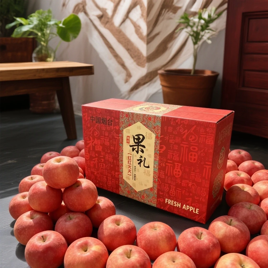 【精美礼盒】条纹富士苹果新年礼盒条纹栖霞苹果送礼礼品盒礼物