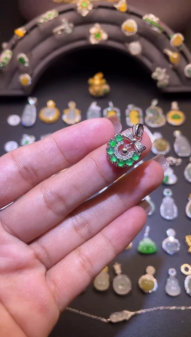 吊坠(不含链)银S925镶嵌翡翠1