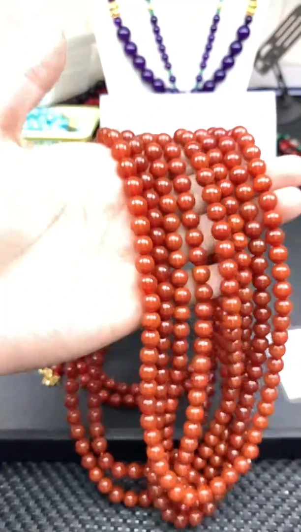 未镶嵌手链玛瑙/玉髓牛血红卡8的108颗