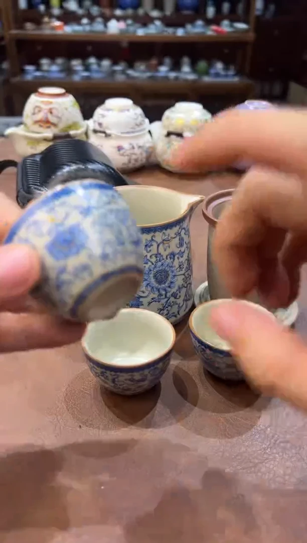 真的很便宜超好看会开片的旅行茶具