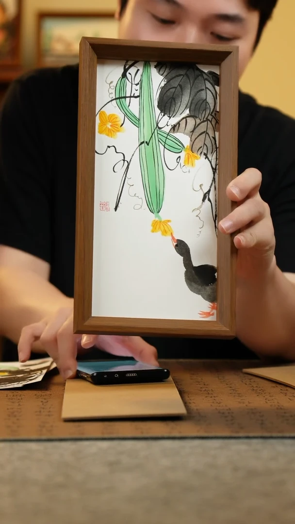 国画15*27.5纯手绘国风国画摆台