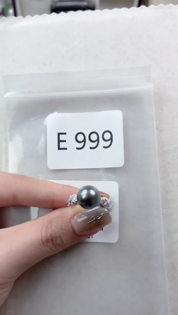 银S925镶嵌戒指海水珍珠E999