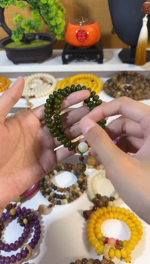 手串菩提根/象牙果卡6*9绿色双圈