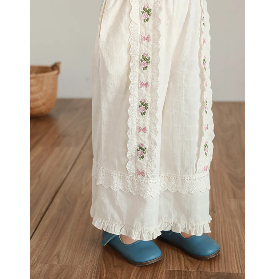 YOEHYAUL/幼悠【仲夏之梦】夏叁波纯棉洋气法式梭织长裤X4993 X4994