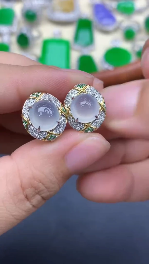 18K金镶嵌翡翠耳饰292-中国好珍宝