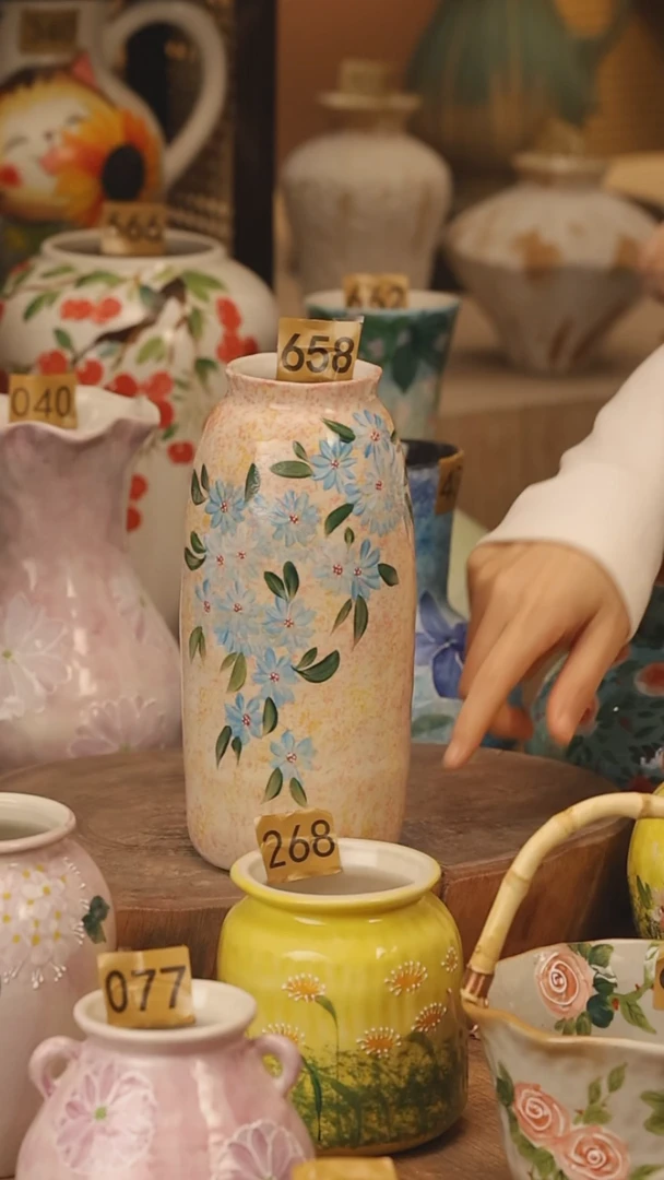 陶瓷景德镇设计师手作花器摆件侘寂风@M658@