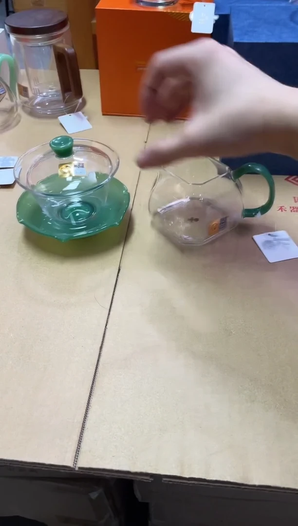 荷叶盖碗/翡翠玉+悠乐茶海