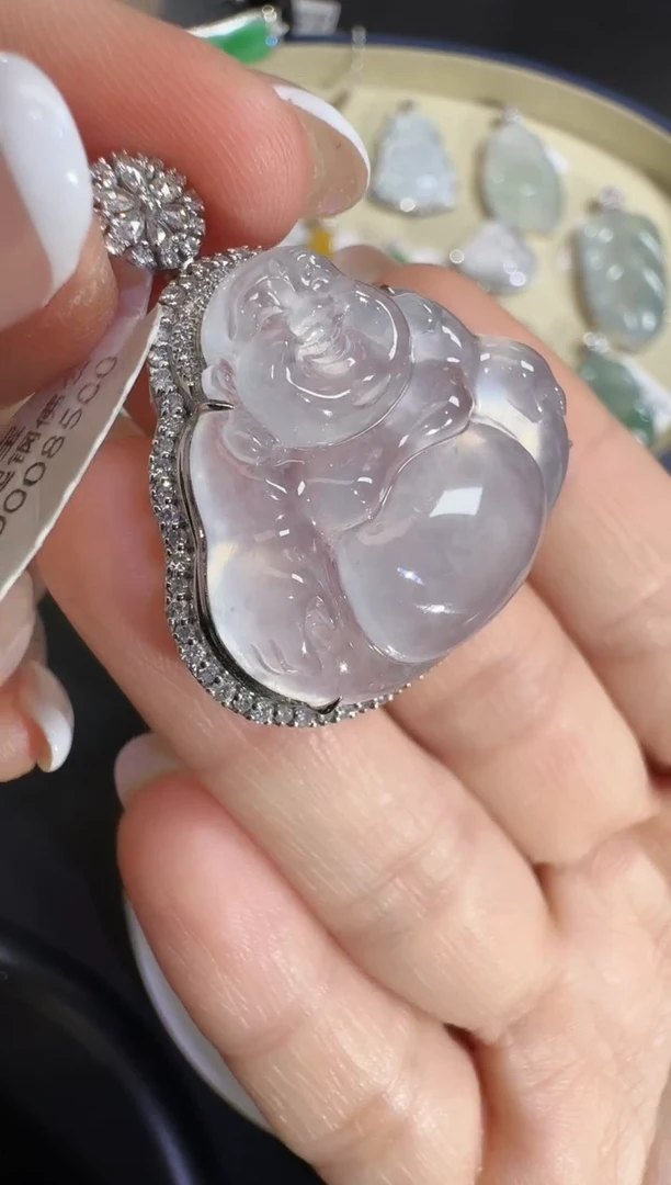 翡翠18K金镶嵌吊坠(不含链)【源头工厂】18k金钻石镶嵌