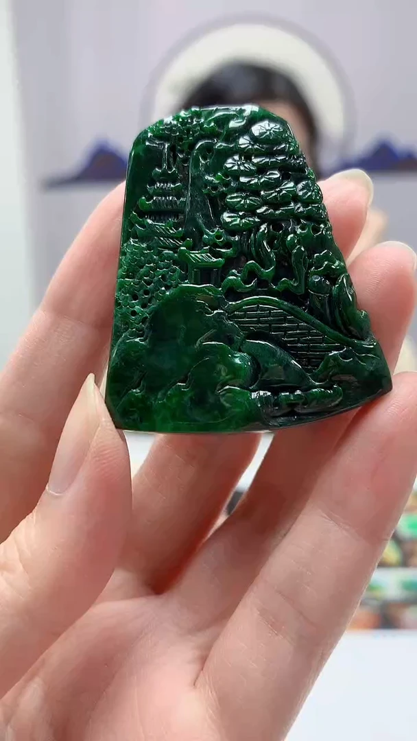 【闪购商品】定制翡翠未镶嵌0405zm-毛货挂件150山水