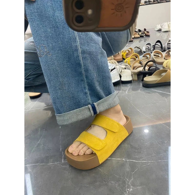 【按照主播说的编码下单清仓库存】厚底高跟韩版反绒中跟平跟一字