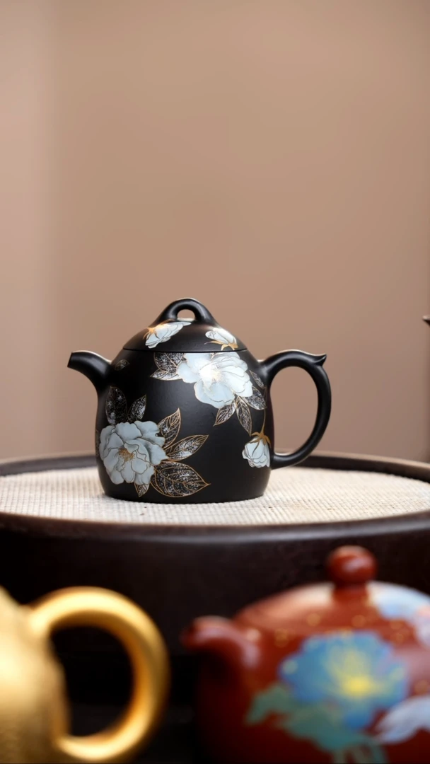 茶壶紫砂捂灰朱泥银牡丹秦权