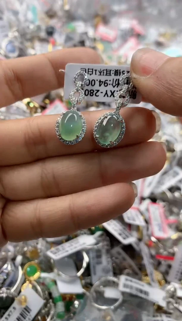 银S925镶嵌戒指翡翠666---8
