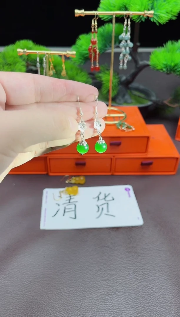 玛瑙/玉髓耳饰银S925镶嵌212