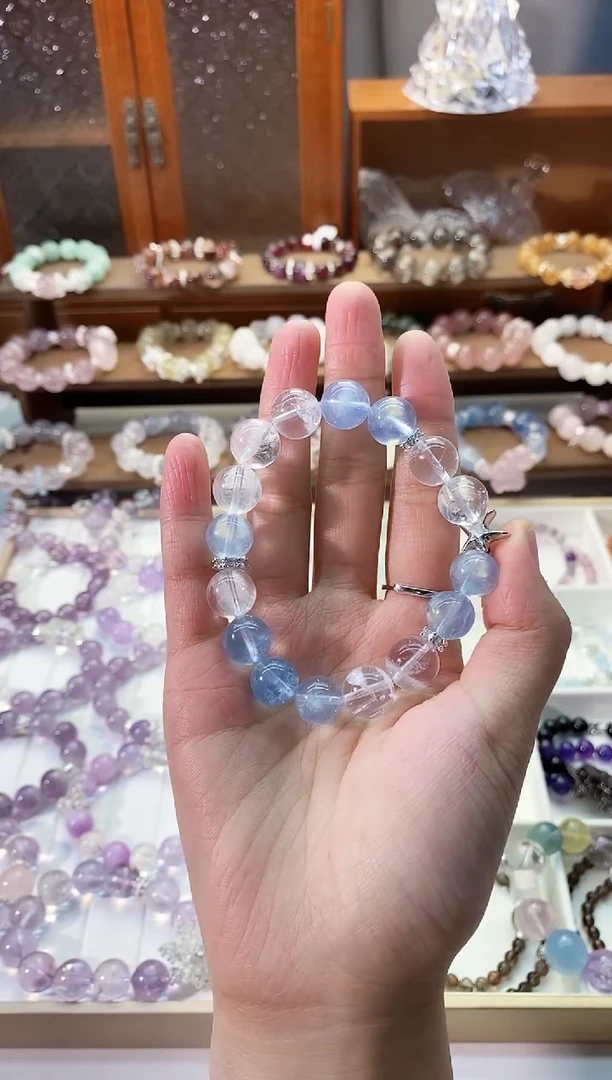 【闪购商品】水晶戒指未镶嵌海蓝宝搭白啊塞