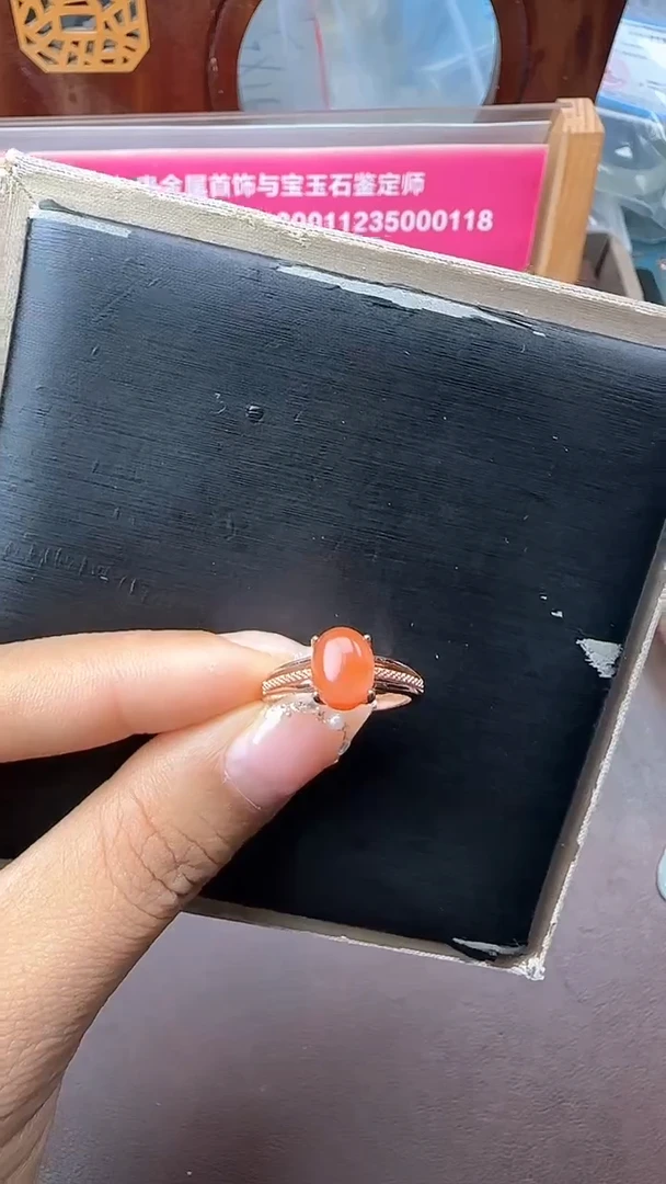 银S925镶嵌南红玛瑙戒指戒指南红