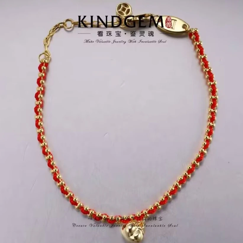 铜合金手链 《货号8974》金色小柿子红绳手链