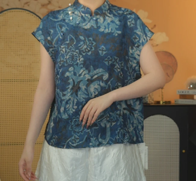 【春江韵】S25014新中式国风刺绣青花瓷提花 上衣