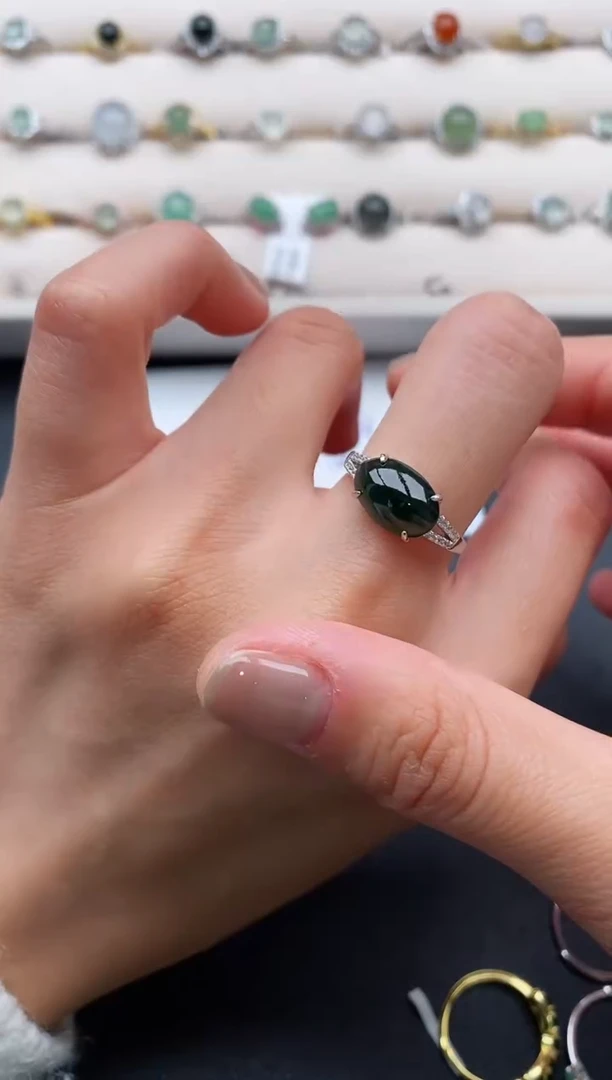 银S925镶嵌戒指翡翠111111111+7