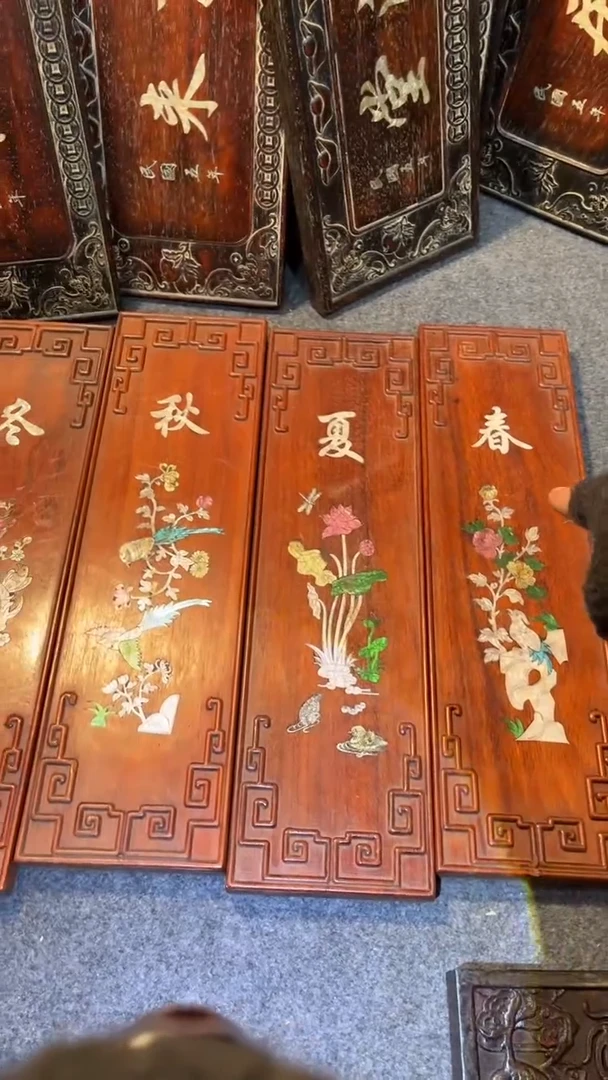 【闪购商品】非洲紫檀（红花梨）50x58cm四条屏