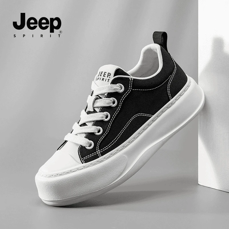 Jeep spirit吉普春季透气板鞋休闲布鞋时尚潮流百搭简约包头男鞋