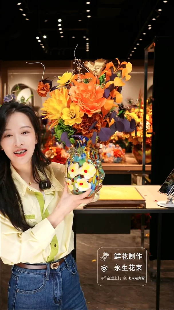 手工艺品琉璃手工花器花束空运包邮送货上门-以图片为准