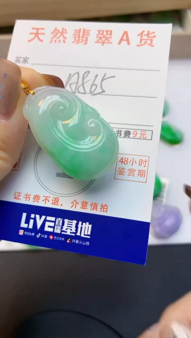 颈饰18K金镶嵌翡翠天然A货翡翠百元以上9元证书费自理
