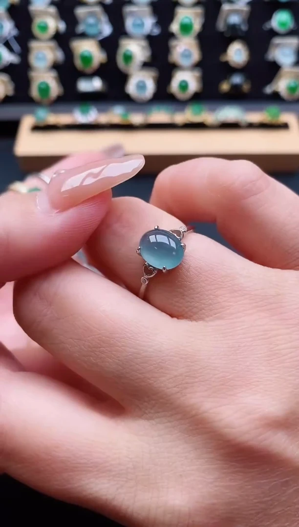 银S925镶嵌戒指翡翠1