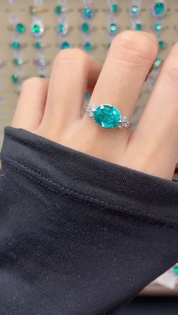 银S925镶嵌戒指碧玺0000