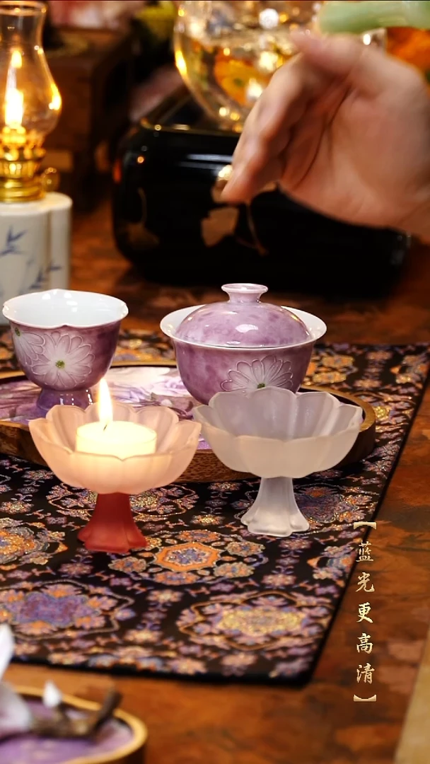 【闪购商品】琉璃花瓣杯-(渐变红*1+磨砂白)*1