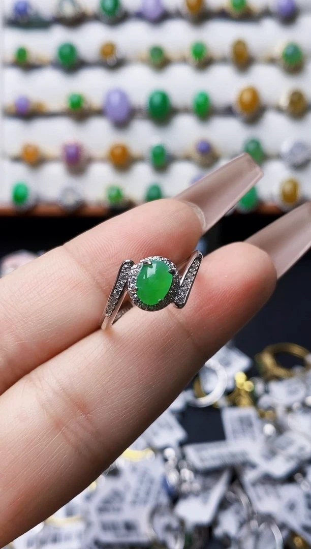 银S925镶嵌戒指翡翠5522