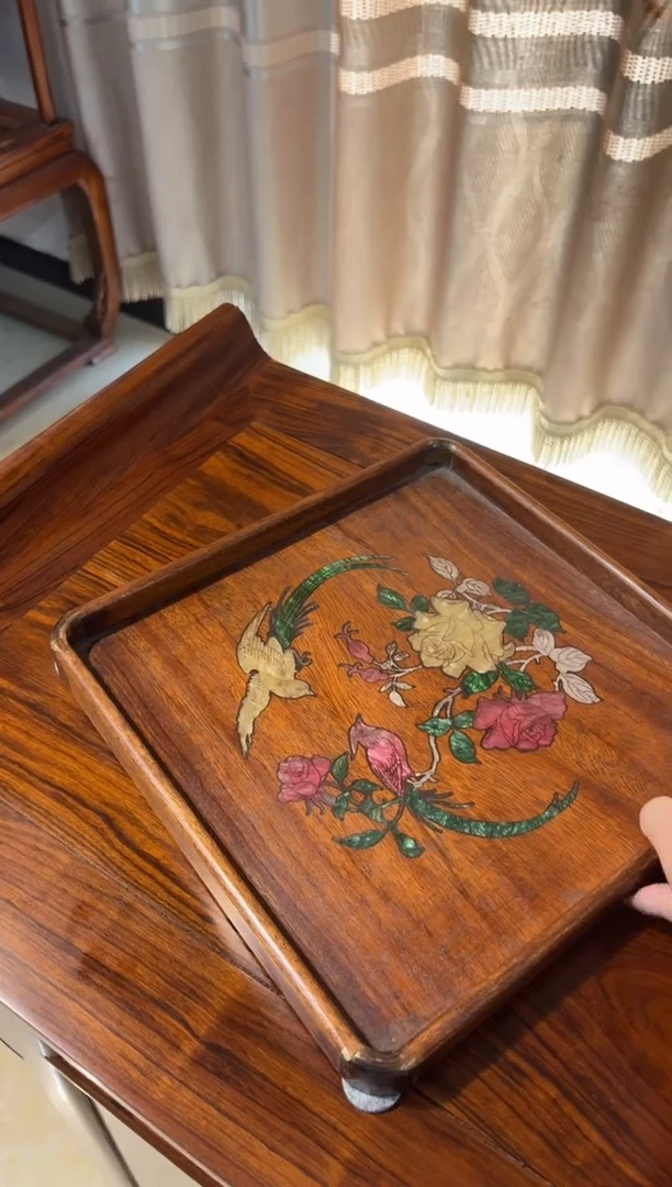 黄花梨木螺钿茶盘